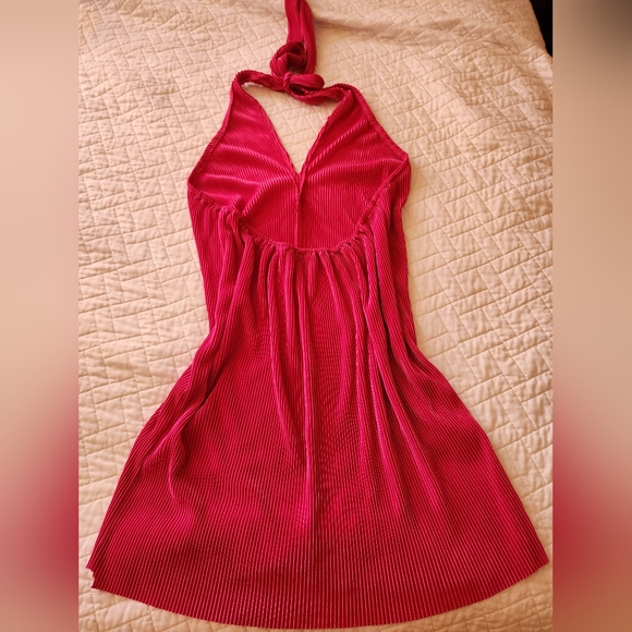 Pink Ribbed Halter Dress - Picture 3 of 4